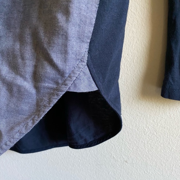 Vince blouse mixed media tuxedo tunic navy & gray - Picture 5 of 8